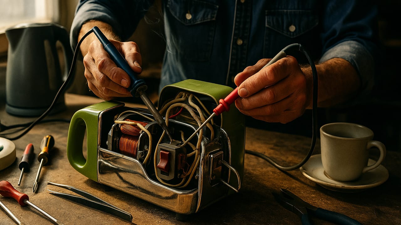 KI-generiertes Symbolbild zur Folge „Repariercafé Jena: Alte Technik schlägt neue Geräte um Jahrzehnte“