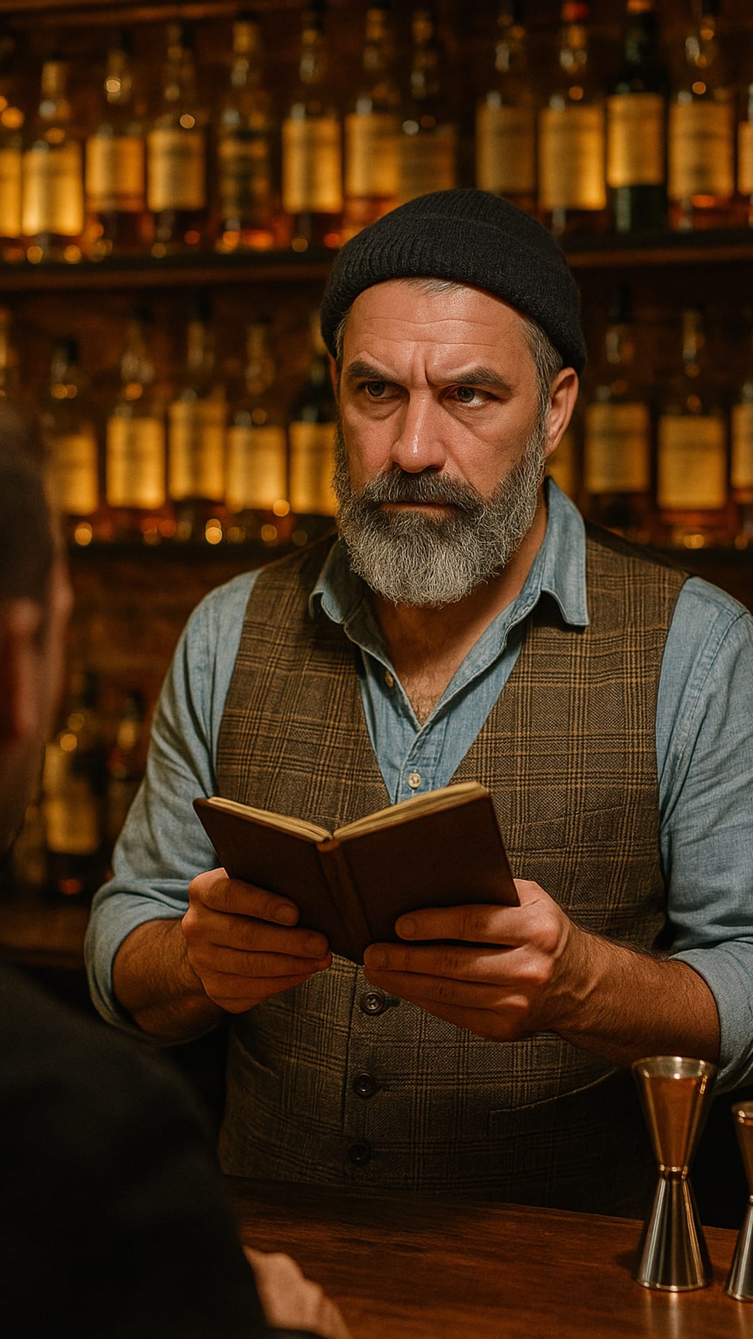 KI-generiertes Symbolbild zur Folge „Danny Müller: Hier liest der Barkeeper den Gast statt der Gast die Karte“